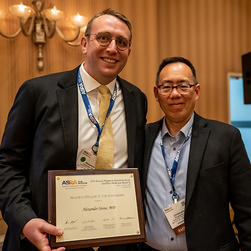 Fellow of the Year Awardee Dr. Alexander Stone (left) with nominator Dr. Christopher Wu (right)